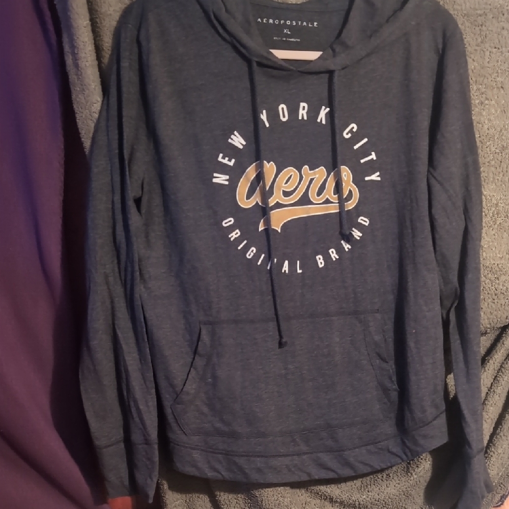 Aeropostale Navy Blue Hoodie with Gold Accent Logo